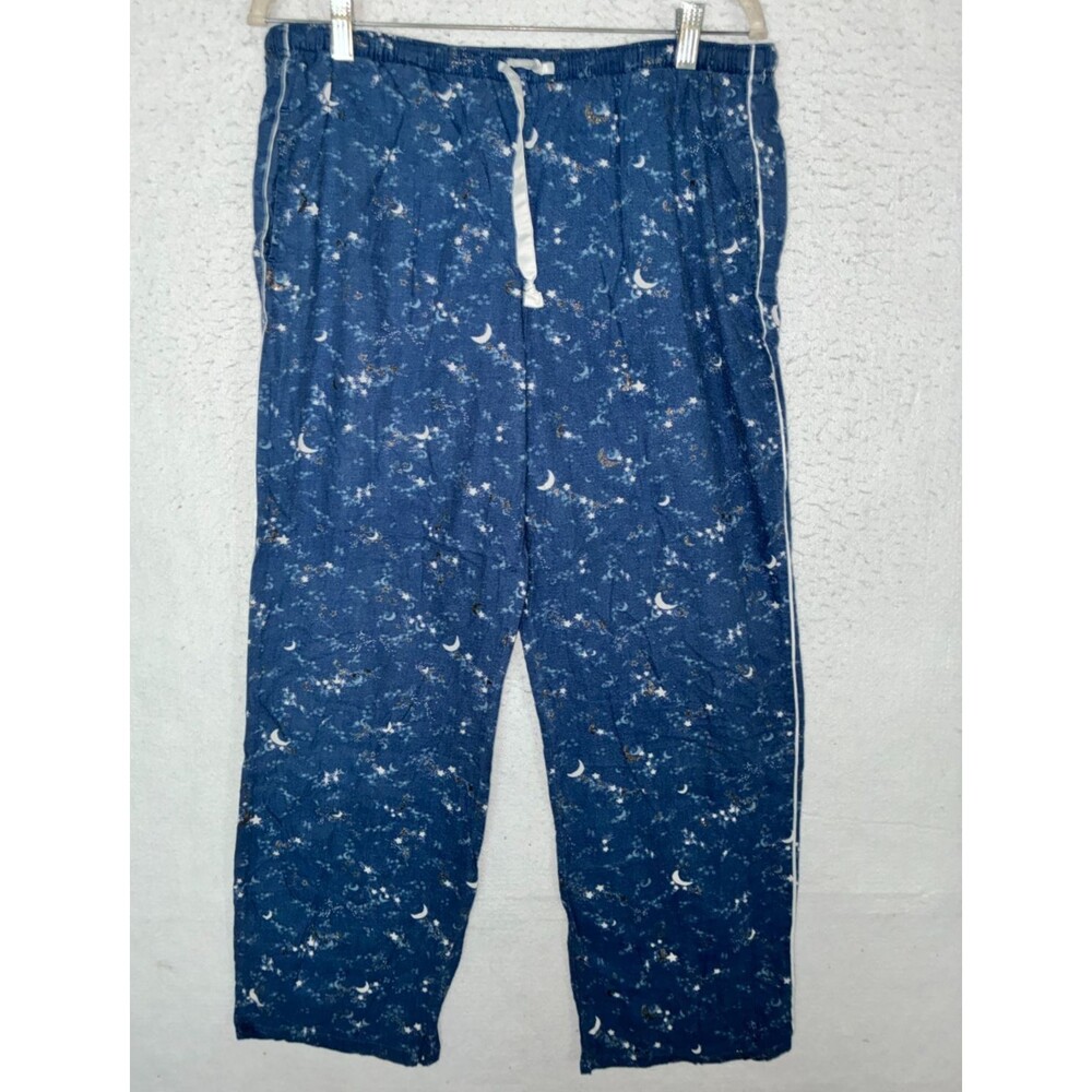 Victoria Secret pajama pants sz M women's cotton lightweight flannel blue stars